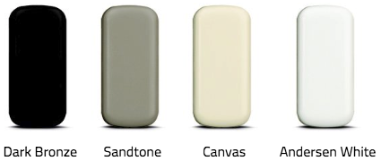 Andersen Wireless Open/Closed sensor color options: Dark Bronze, Sandtone, Canvas, Andersen White