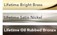 Emtek hardware finishes include: Bright Brass, Satin Nickel, Oil Rubbed Bronze