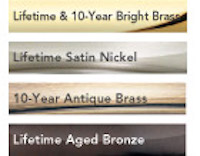 Schlage hardware finishes include: Bright Brass, Satin Nickel, Antique Brass, Aged Bronze