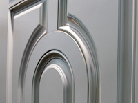 Closeup of ProVia Heritage Smooth fiberglass door exterior skin.