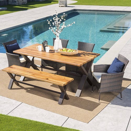 Arbus outdoor 6-piece dining set with cushions from Birch Lane