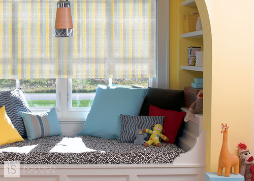 Roller shades for nursery from Budget Blinds in North Arlington, Texas