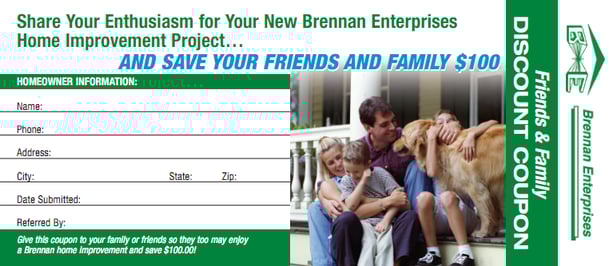 exterior remodeling referrals, exterior remodel dallas, customer loyalty program, brennan enterprises