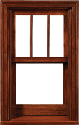 Example of a Sierra Pacific single/double hung window in wood with fractional grids.