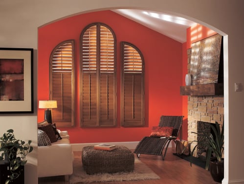 Arched wood window shutters from Trinity Uptown in Fort Worth, Texas