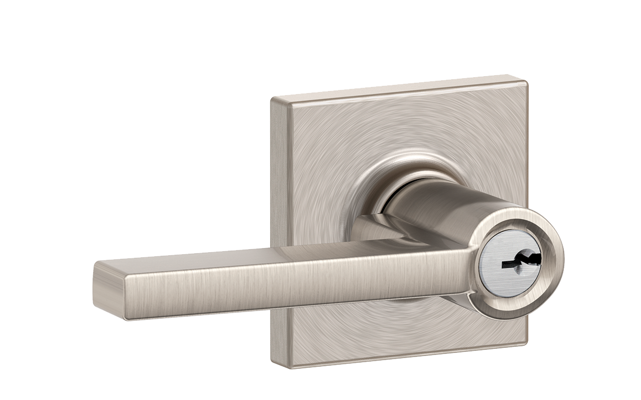 Schlage - Latitude Level with Collins Trim Keyed Lockset - Satin Nickel