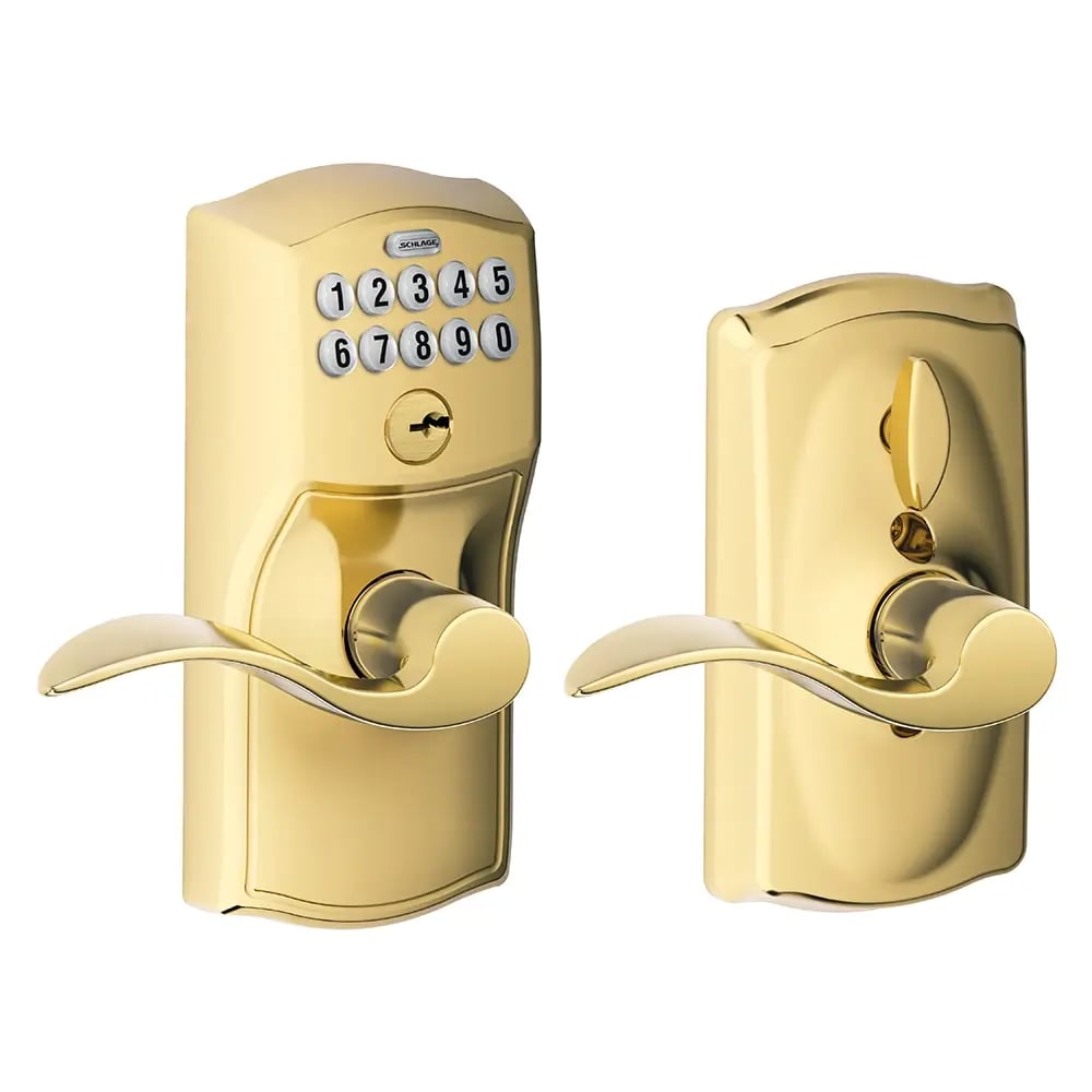 Schlage Accent Lever Electronic Deadbolt - Bright Brass