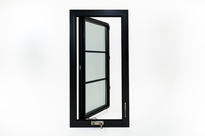 Casement window with modern grids