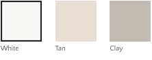 Milgard Tuscany and Style Line interior color options. Colors include: White, Tan, Clay
