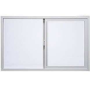 Image of Milgard's horizontal sliding window. This is a vinyl window with a slim frame profile.