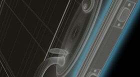 The ProVia Embarq Door is 43% thicker than the average front door. This image highlights the thickness or depth of the door profile.