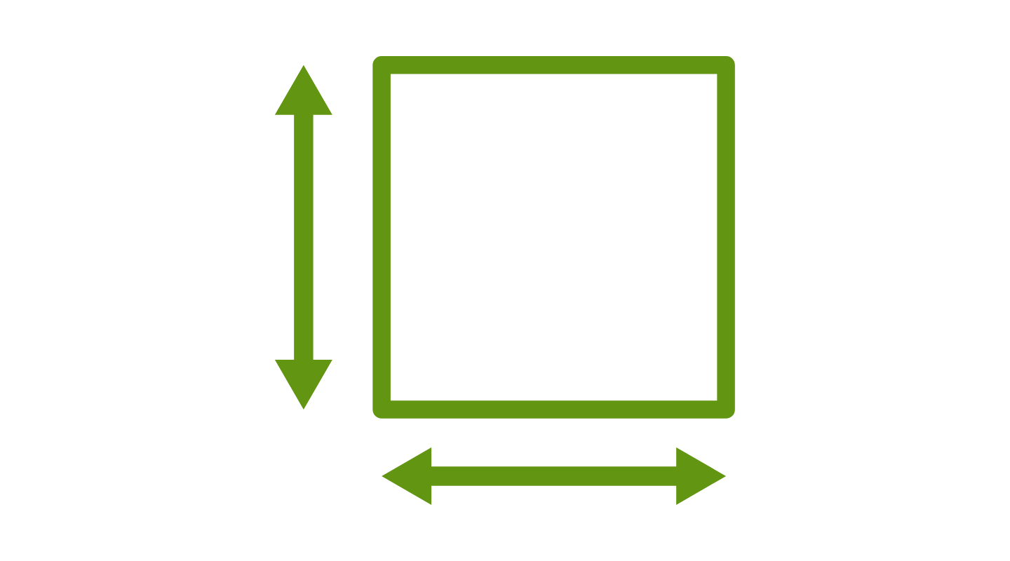 Illustration of a square with two sides called out for measure. Illustration from Canva.