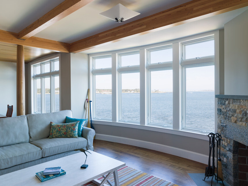 White bow window wall