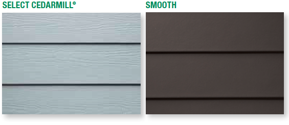 James Hardie HardiePlank in Select Cedarmill on the left and Smooth on the right.