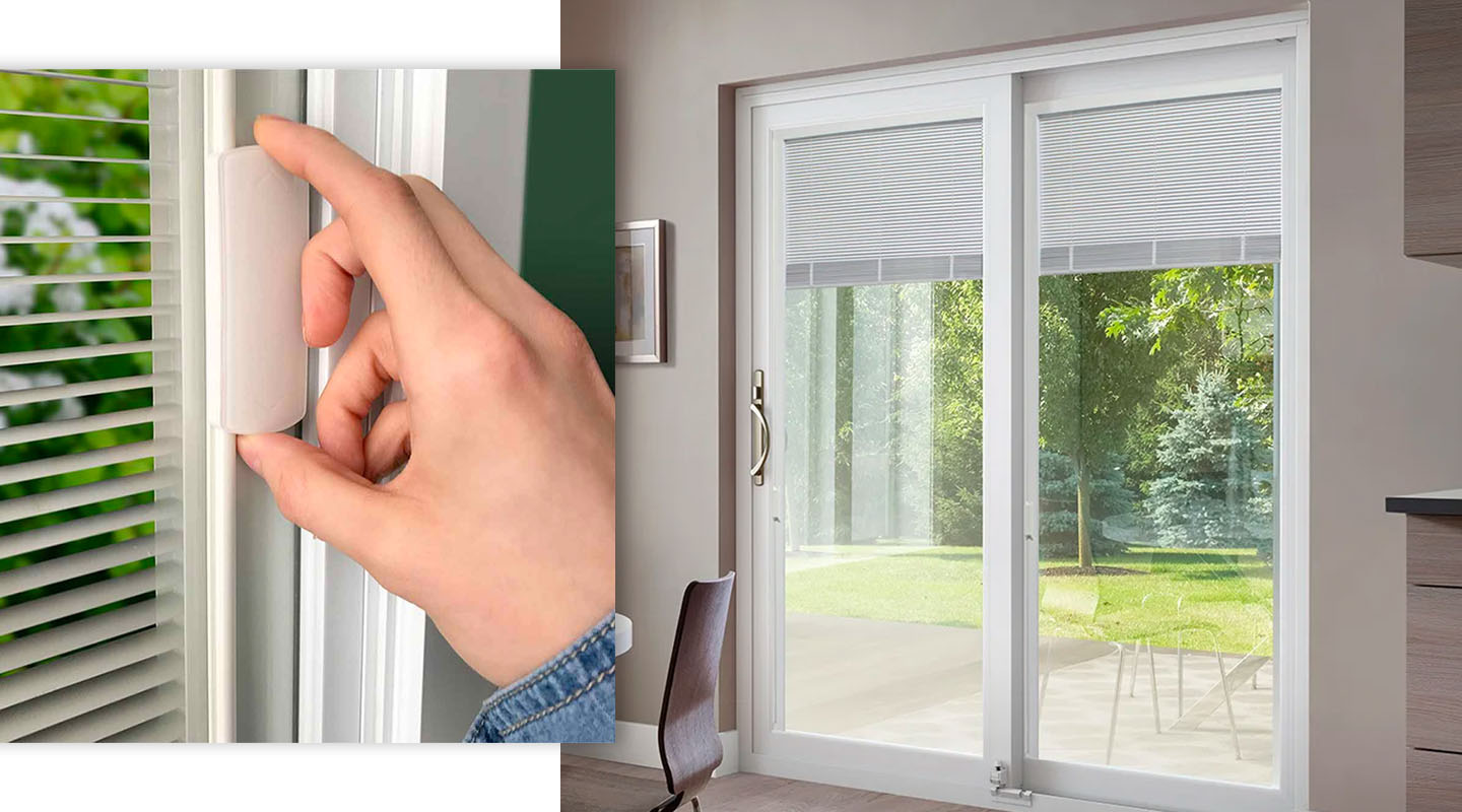 Windows with cheap blinds inside