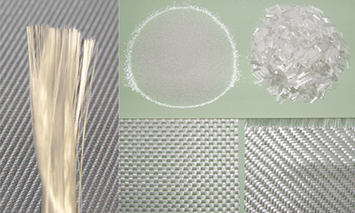 Image of glass fibers in different forms.