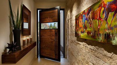 Pivot door entrance example photo.