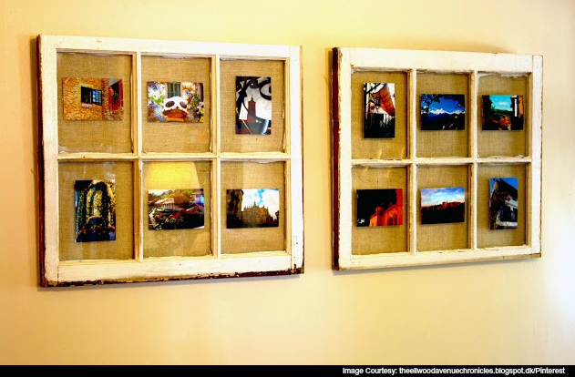 Recycle old window frames into something quirky and new like picture frames.