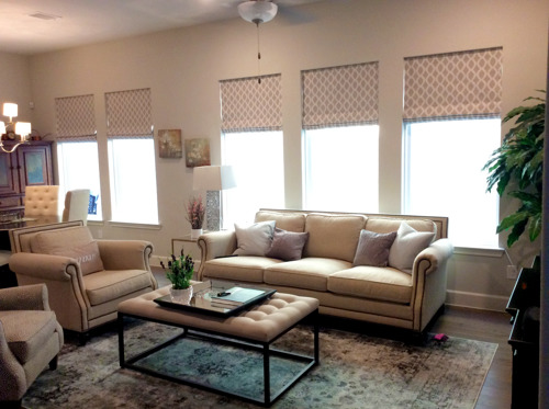 Roman shades from JDX Blinds and Curtains in Dallas, Texas.