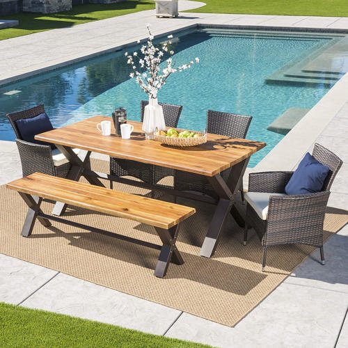 Arbus outdoor 6-piece dining set with cushions from Birch Lane