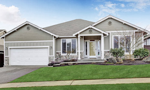 Example of a craftsman style home with mixed material facades.