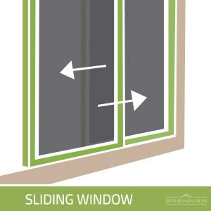 Illustration of a sliding style window. The image is from Brennan Enterprises, a home exterior remodeling company based in the Dallas-Fort Worth Metroplex.