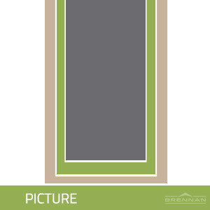 Illustration of a picture window from Brennan Enterprises, a home exterior remodeling company based in Arlington, Texas.