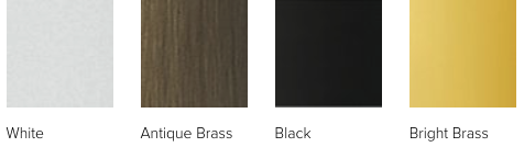 Andersen 200 Series Hardware Colors: White, Antique Brass, Black, and Bright Brass.