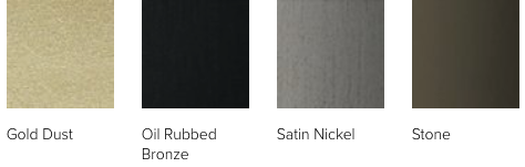 Color swatches for hardware finishes on Andersen's 200 Series windows: Gold Dust, Oil Rubbed Bronze, Satin Nickel, Stone.