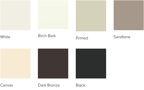 Paint color options for Andersen A-Series windows.