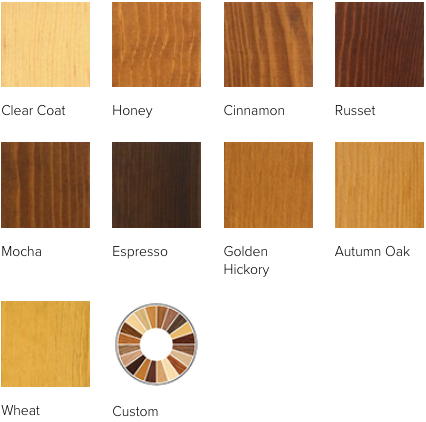 Example of options for Andersen E-Series window stains.