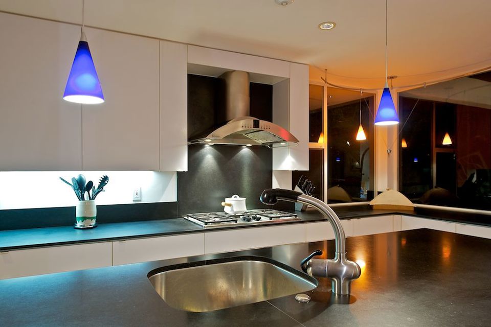 Modern kitchen lighting design.