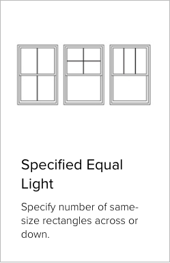 Illustration of Andersen's Specified Equal Light grille patterns. Image from Brennan Enterprises's partner Andersen Windows and Doors.