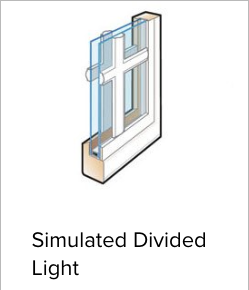 Illustration of Andersen's Simulated Divided Light grilles. These grilles are applied on the exterior and interior of the window glass. Brennan Enterprises is an Andersen certified dealer located in North Texas.