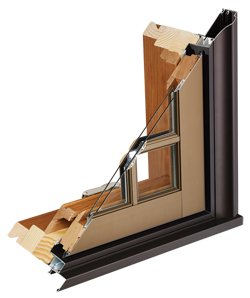 Example of Sierra Pacific corner cut from an Aluminum Clad window.