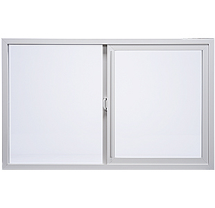 Image of Milgard's horizontal sliding window. This is a vinyl window with a slim frame profile.