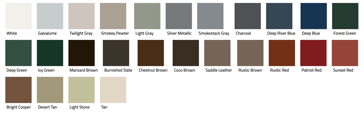 Color sample of Mueller CF and CFS roofing.