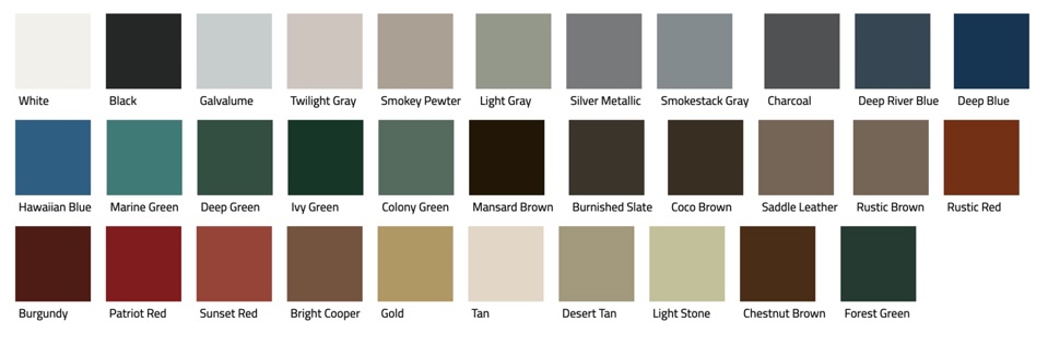 Color samples for R Panel roof