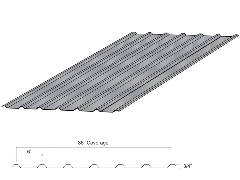 Diagram of U panel roof section with measurements labeled.