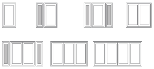 Illustration of examples of french door configurations