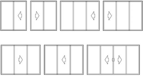Illustration of sliding door configurations