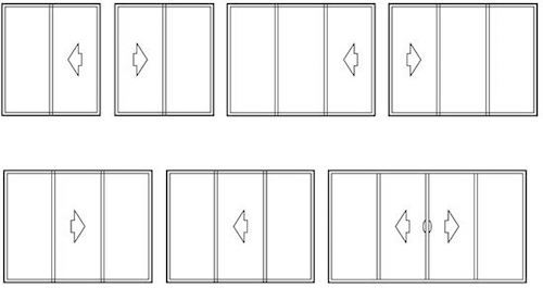 Illustration of sliding door configurations