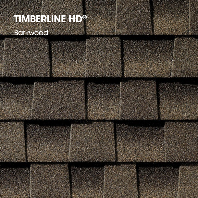 Large sample of Timberline HD asphalt shingle sample in Barkwood.