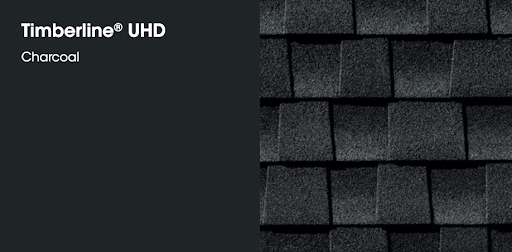 Sample of Timberline UHD asphalt shingle in Charcoal.