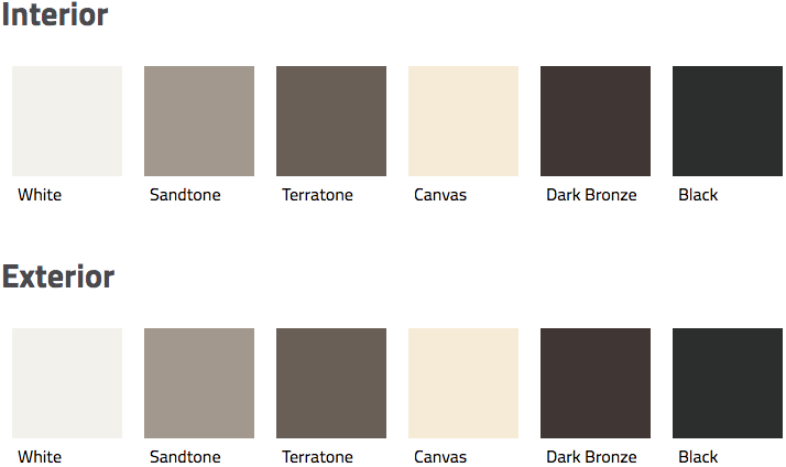 Interior and exterior color swatches for Andersen's 200 Series perma-shield gliding door.