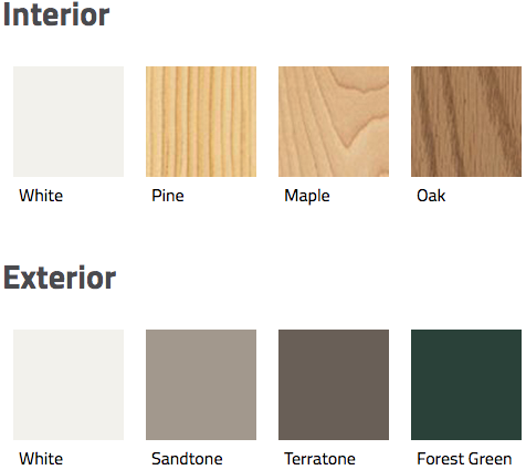 interior and exterior color swatches for andersen's 400 series frenchwood gliding door.