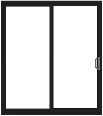 photo of dark sliding door frame with slim panels